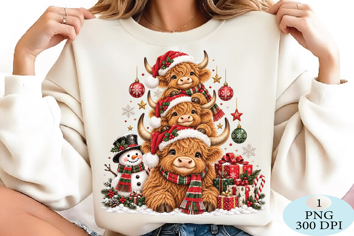Christmas Highland Cow Family PNG, a Seasonal Illustration by Daily.Designs (Photo 2 of 5)