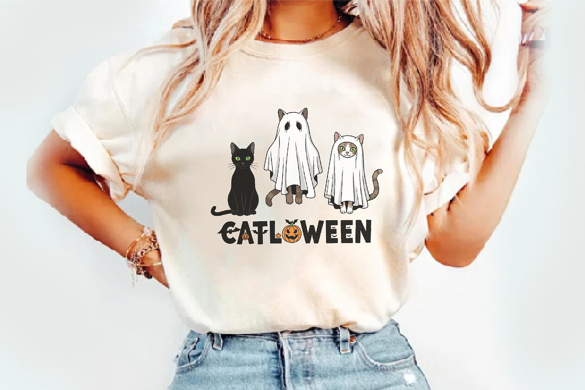 Catloween Png, Funny Halloween png, an Illustration by Watercolor design (Photo 2 of 3)