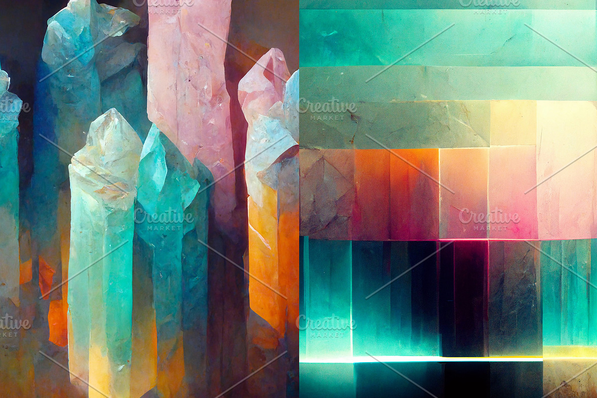 Pastel crystals backgrounds set, a Texture Graphic by Olha Klein (Photo 4 of 4)