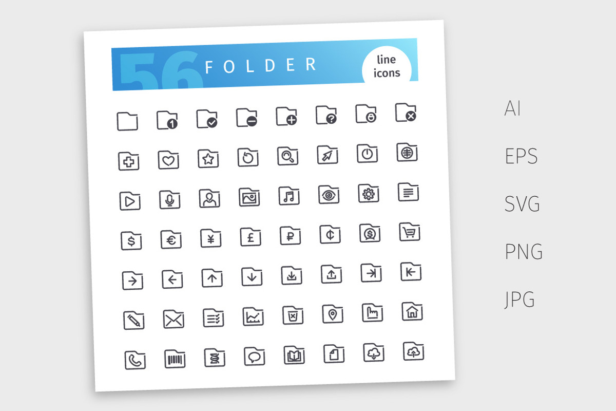 Folder Line Icons Set, an Outline Icon by Voysla's Shop (Photo 4 of 4)