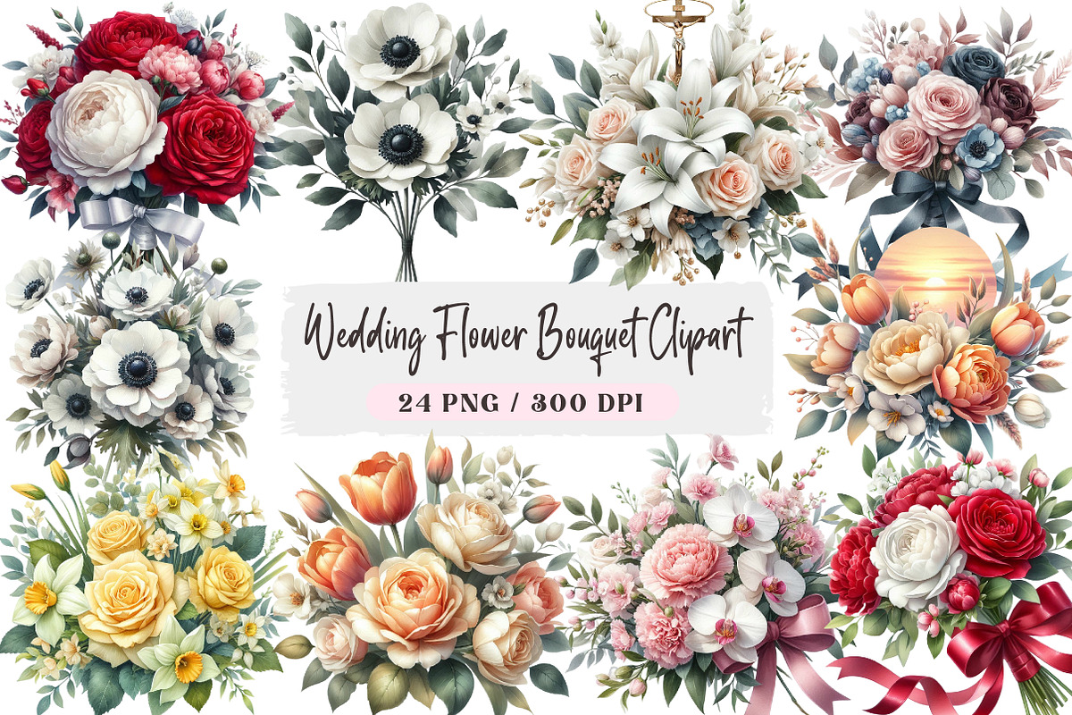 Wedding Flower Bouquet Clipart, an Illustration by DreamArtGraphic (Photo 1 of 4)