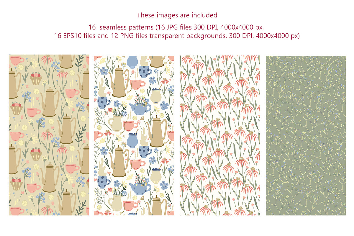Herbal tea clipart and patterns, a Pattern Graphic by Anna Druzhkova (Photo 6 of 15)