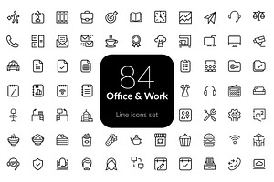 Office & Work line icons set