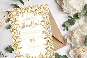 Wedding Template with Golden Border