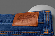Jeans Leather Label Mockup, a Bottom Mockup by GfxFoundry (Thumbnail 1 of 7)