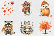 Watercolor Woodland Autumn Clipart, a Seasonal Illustration by Rose Art (Thumbnail 4 of 9)
