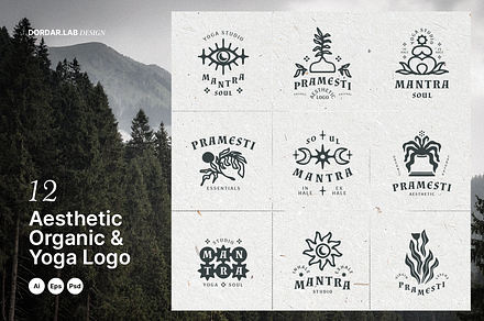 12 Aesthetic Nature and Yoga Logo
