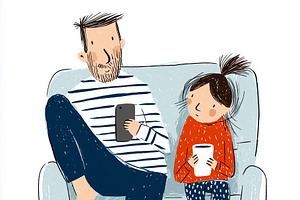 Charming illustration of father and, a Person Photo by MistyDay