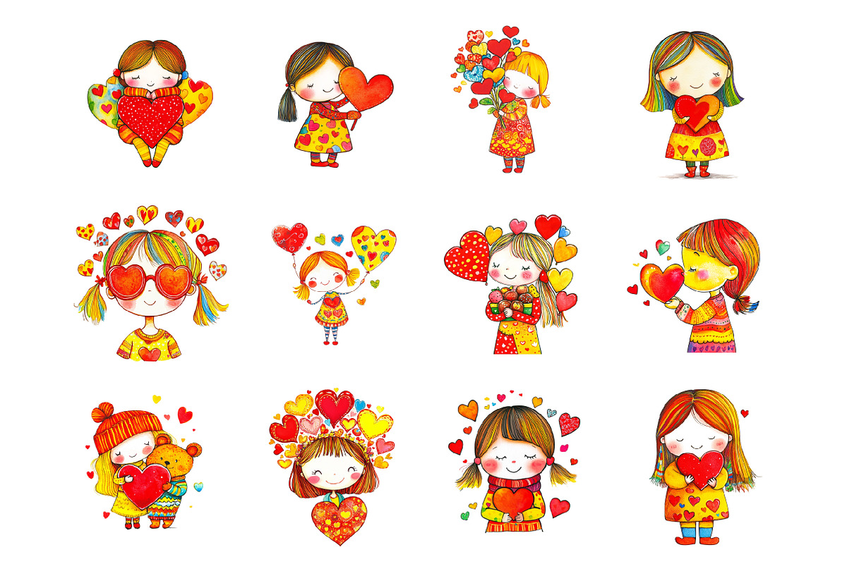 Valentine Cute Girl Clipart, an Illustration by Design Market (Photo 3 of 3)