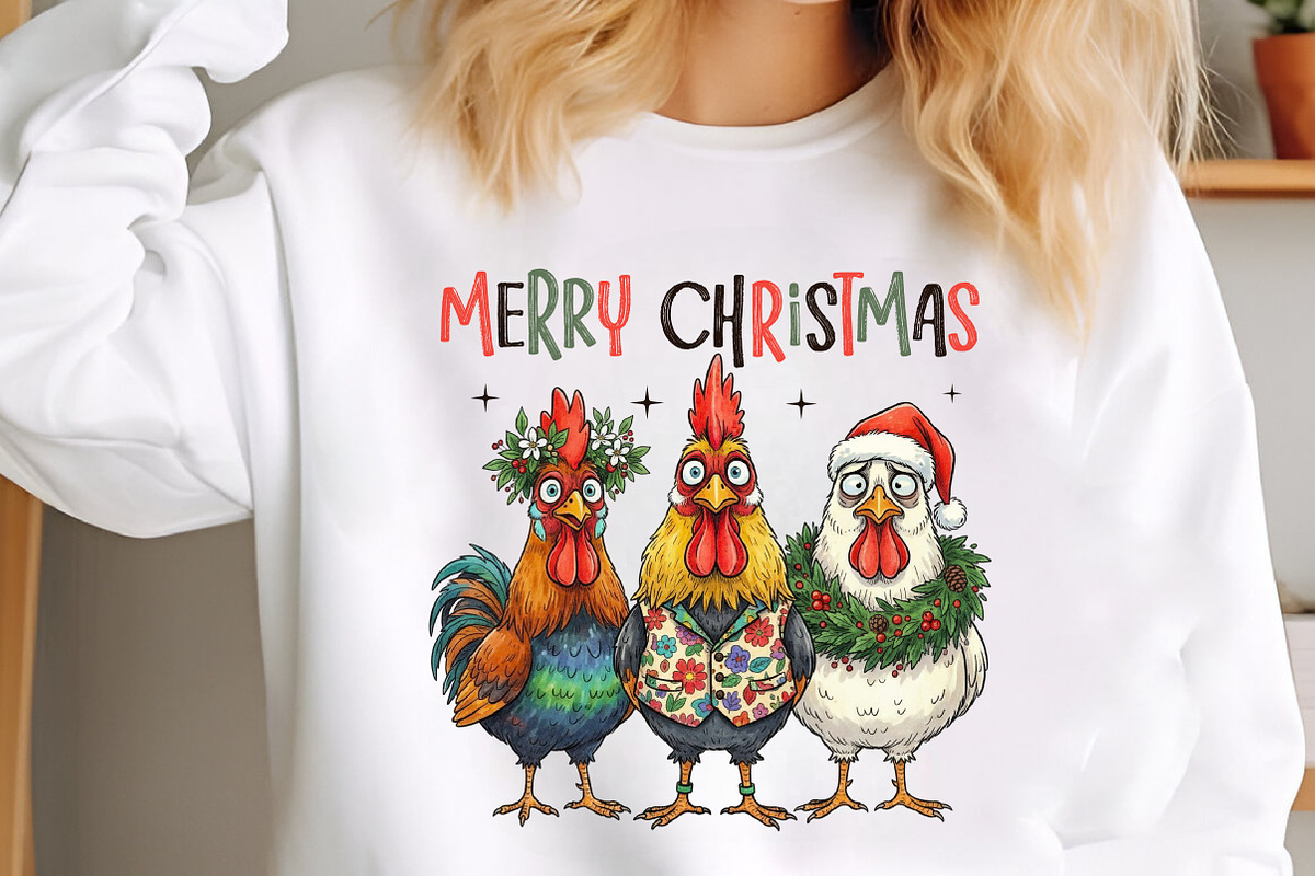 Merry Christmas, Funny Roosters PNG, an Illustration by Libby Wishes (Photo 2 of 8)
