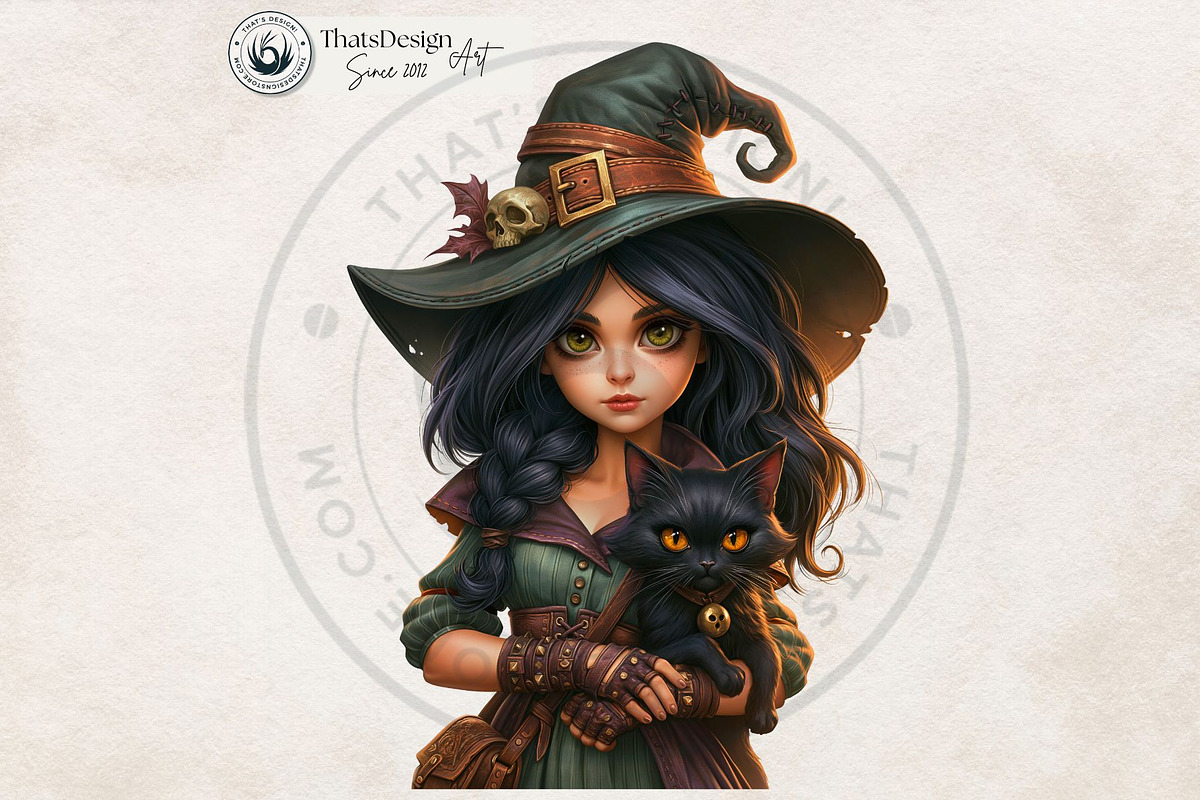 Halloween Little witches Cliparts, a Seasonal Illustration by ThatsDesignArt (Photo 15 of 17)
