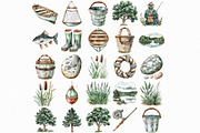 Watercolor Fishing Clipart, an Illustration by Libby Wishes (Thumbnail 4 of 7)