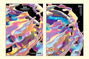 Abstract 3D Fluid Iridescent Posters