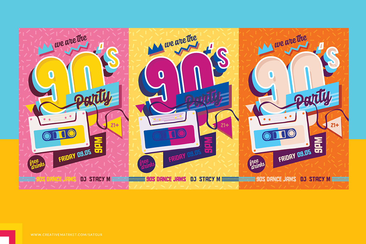 90s Party Flyer Template, a Flyer Template by Satgur Graphic Design (Photo 5 of 5)