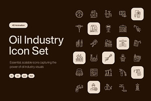 Animated Oil Industry Icon Set, an Outline Icon by Prosymbols