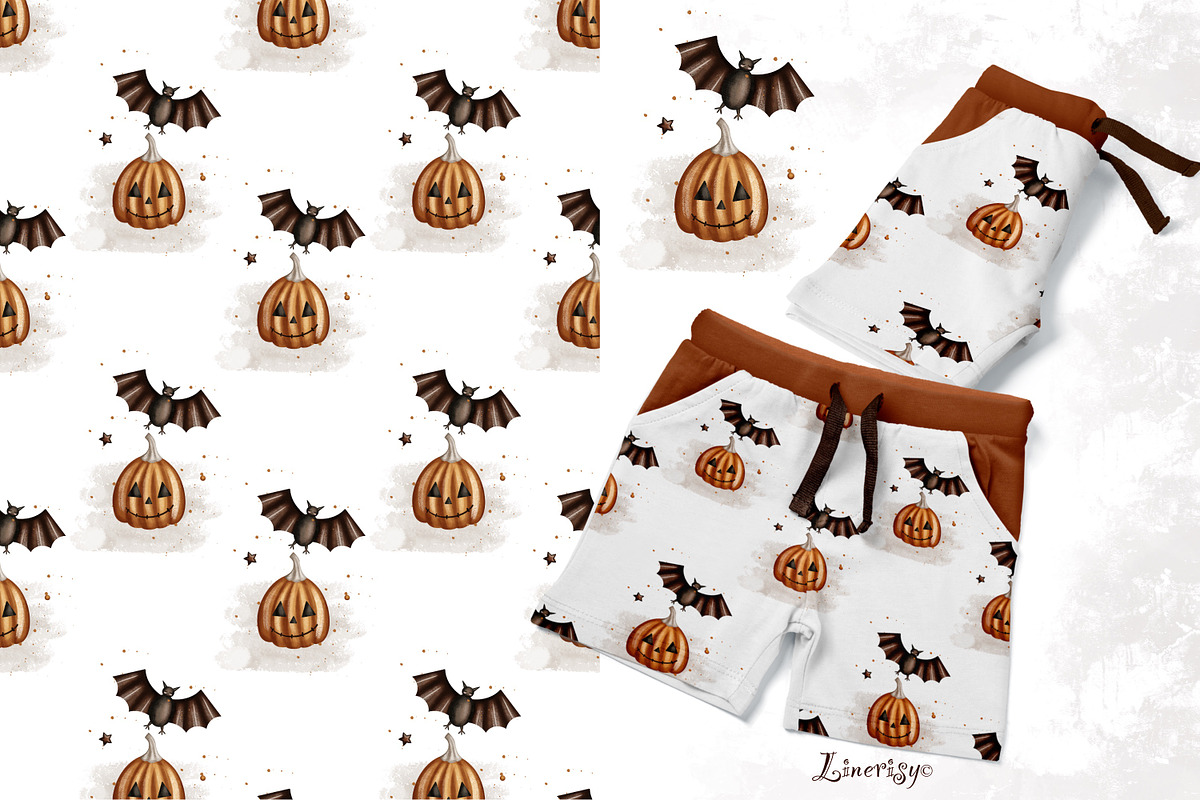 Halloween- illustration and patterns, an Illustration by Linerisyart (Photo 10 of 11)