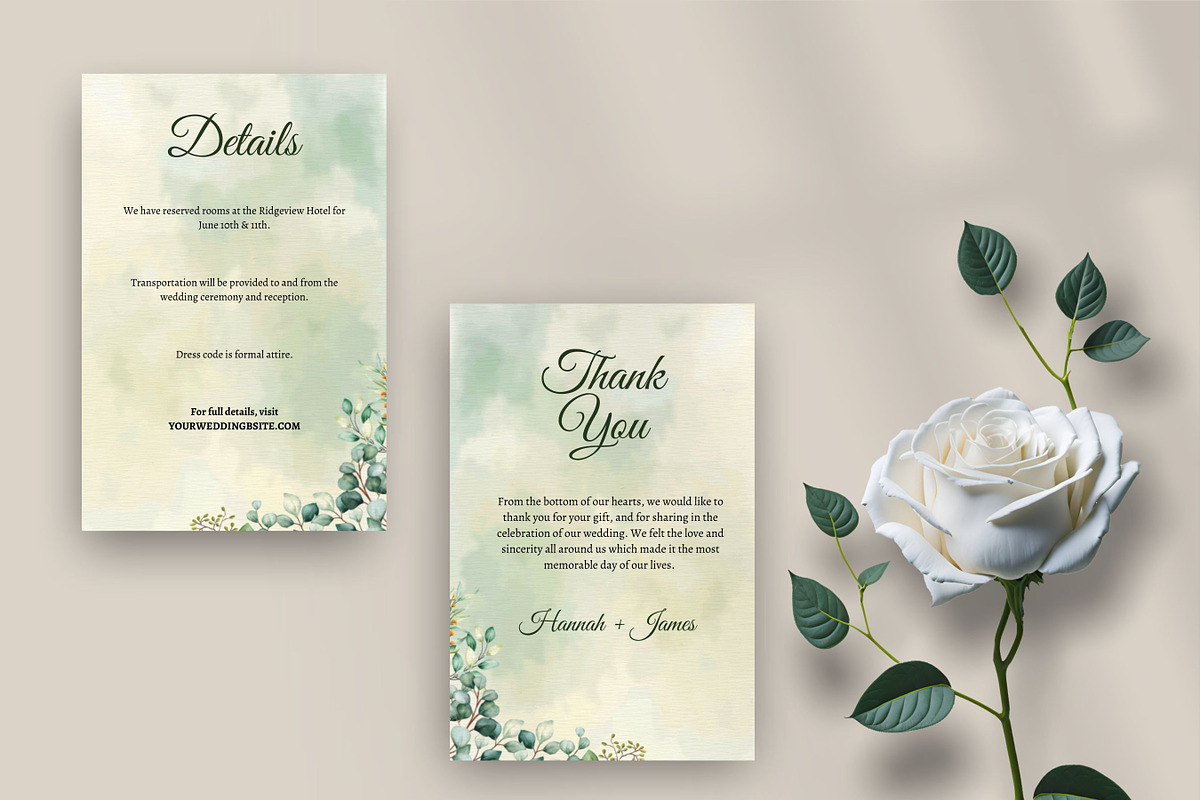 Greenery Wedding invite Set Canva, an Invitation Template by Aks-Designs (Photo 4 of 6)