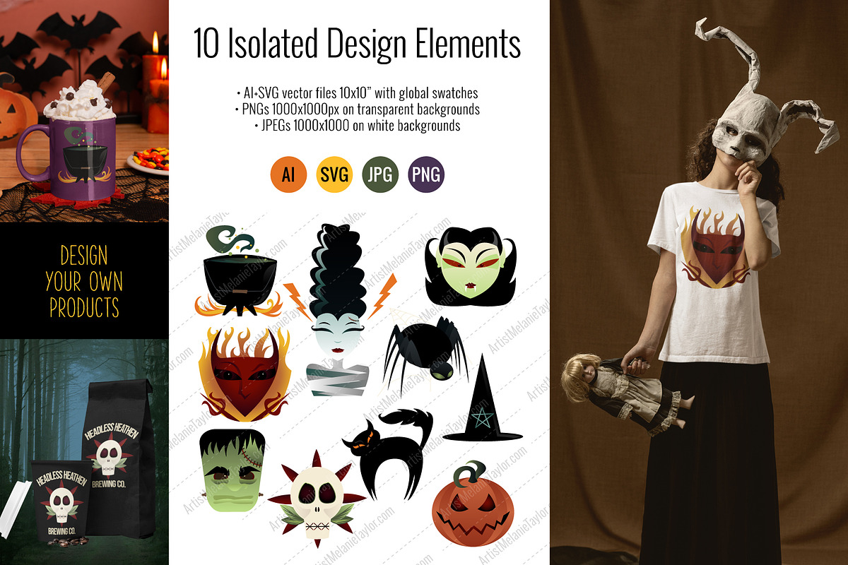 Creepy Creatures Halloween Set, a Pattern Graphic by MelanieTaylorARTIST (Photo 3 of 7)