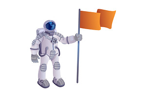 Cosmonaut With Flag Illustration