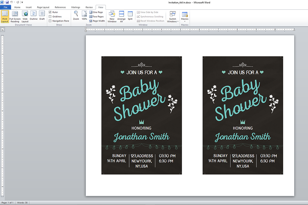 Chalkboard Baby Shower Invitation, an Invitation Template by SmmrDesign (Photo 3 of 3)