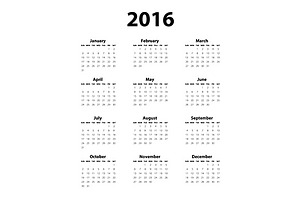 Calendar 2016 black & white