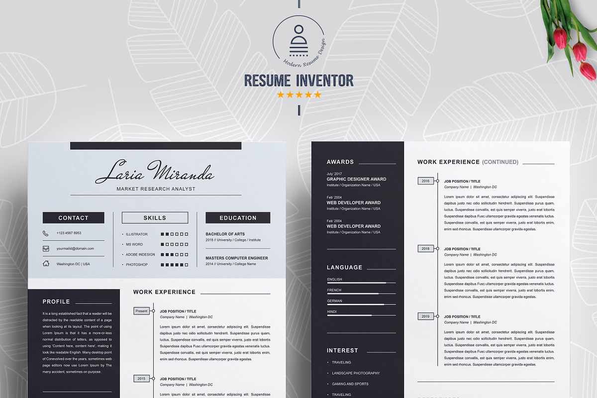 Resume Template, a Resume Template by ResumeInventor (Photo 2 of 6)