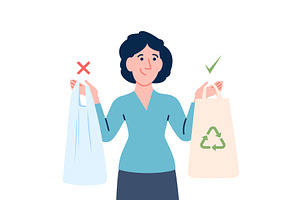 No plastic. Woman choose between, a Person Illustration by LadadikArt