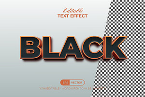 3D Black Orange Text Effect Style