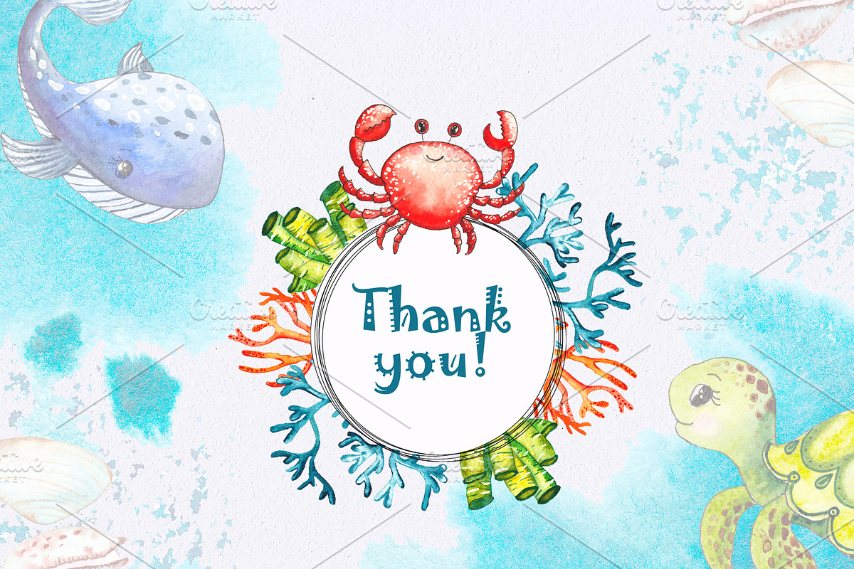 Little OCEAN creatures. Watercolor, an Object Graphic by Ana-Sakuta (Photo 16 of 16)