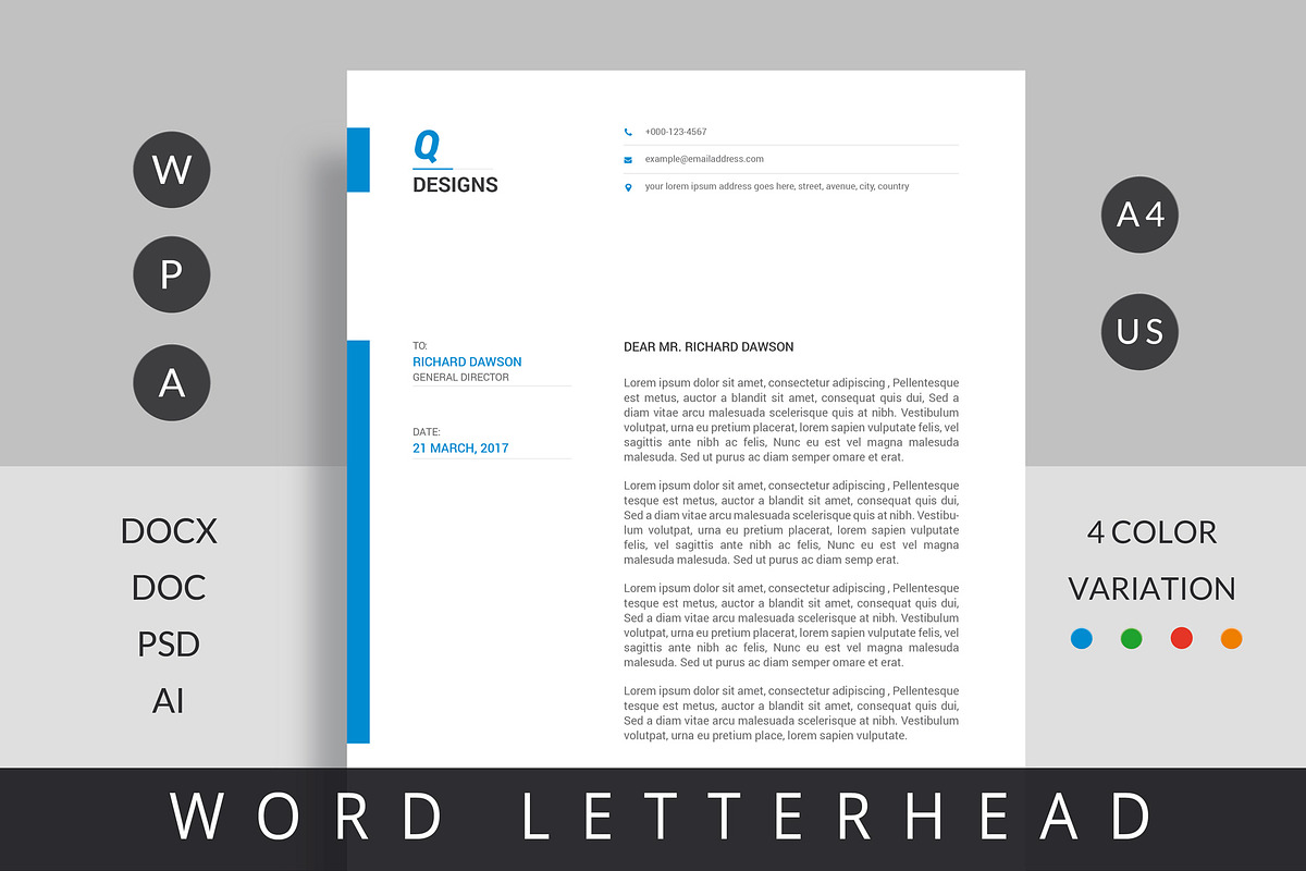 Modern Letterhead, a Stationery Template by Mr-Template (Photo 1 of 7)