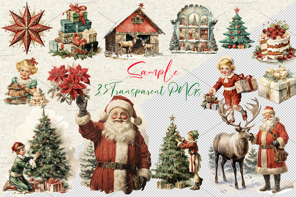 Christmas Vintage clipart, a Seasonal Illustration by clipartconnection (Photo 2 of 2)