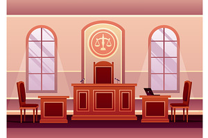 Courtroom interior cartoon, an Object Illustration by Things for designers