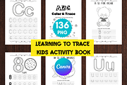 Learning to Trace Kids Activity Book, a Print Template by LA Design (Thumbnail 1 of 10)