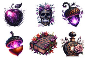 Black & Purple Gothic Autumn Clipart, an Illustration by Watercolor design (Thumbnail 4 of 4)