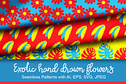 Hand drawn flowers, seamless pattern, a Pattern Graphic by VL Shop (Thumbnail 1 of 5)