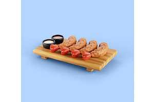 Ebi furai, deep fried breaded shrimp, a Food Illustration by Marozhkastudio