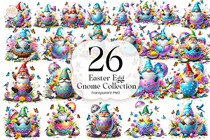 Easter Egg Gnome PNG Clipart Bundle.