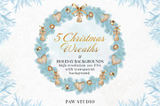 Christmas Wreath Clipart Winter Card, a Decorative Illustration by PawGraphic (Thumbnail 1 of 11)