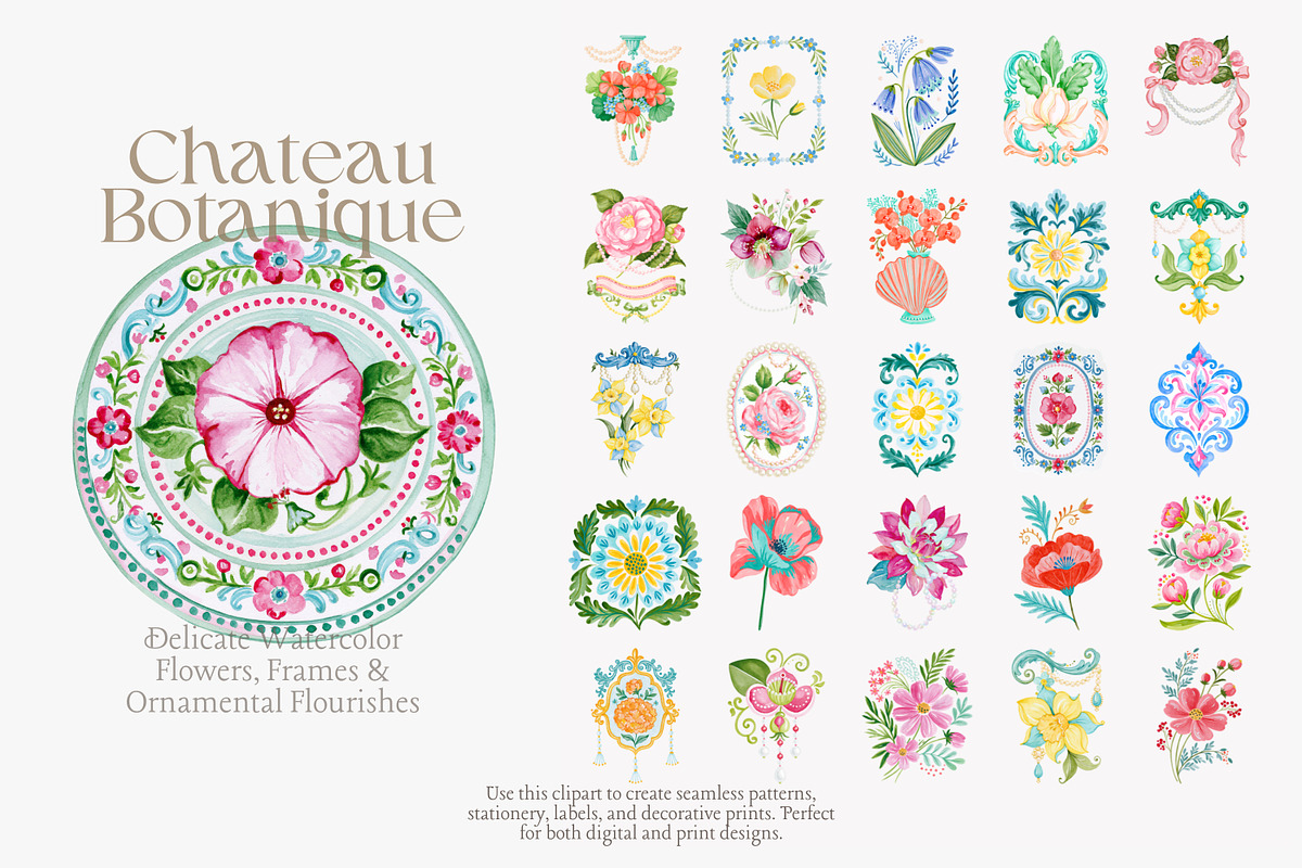 Chateau Botanique Clipart Set, a Decorative Illustration by Patishop Art (Photo 11 of 14)