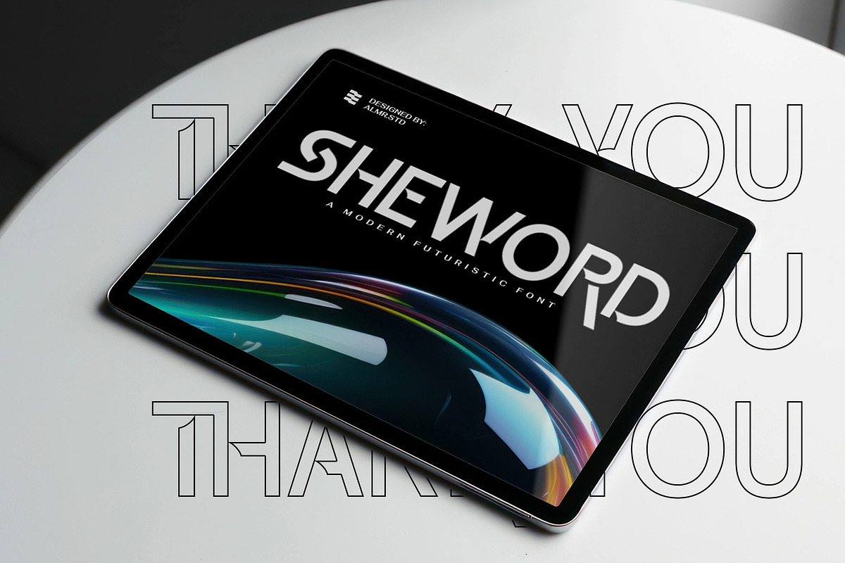 Sheword - A Modern Futuristic Font, a Font by Almeera Std (Photo 10 of 10)