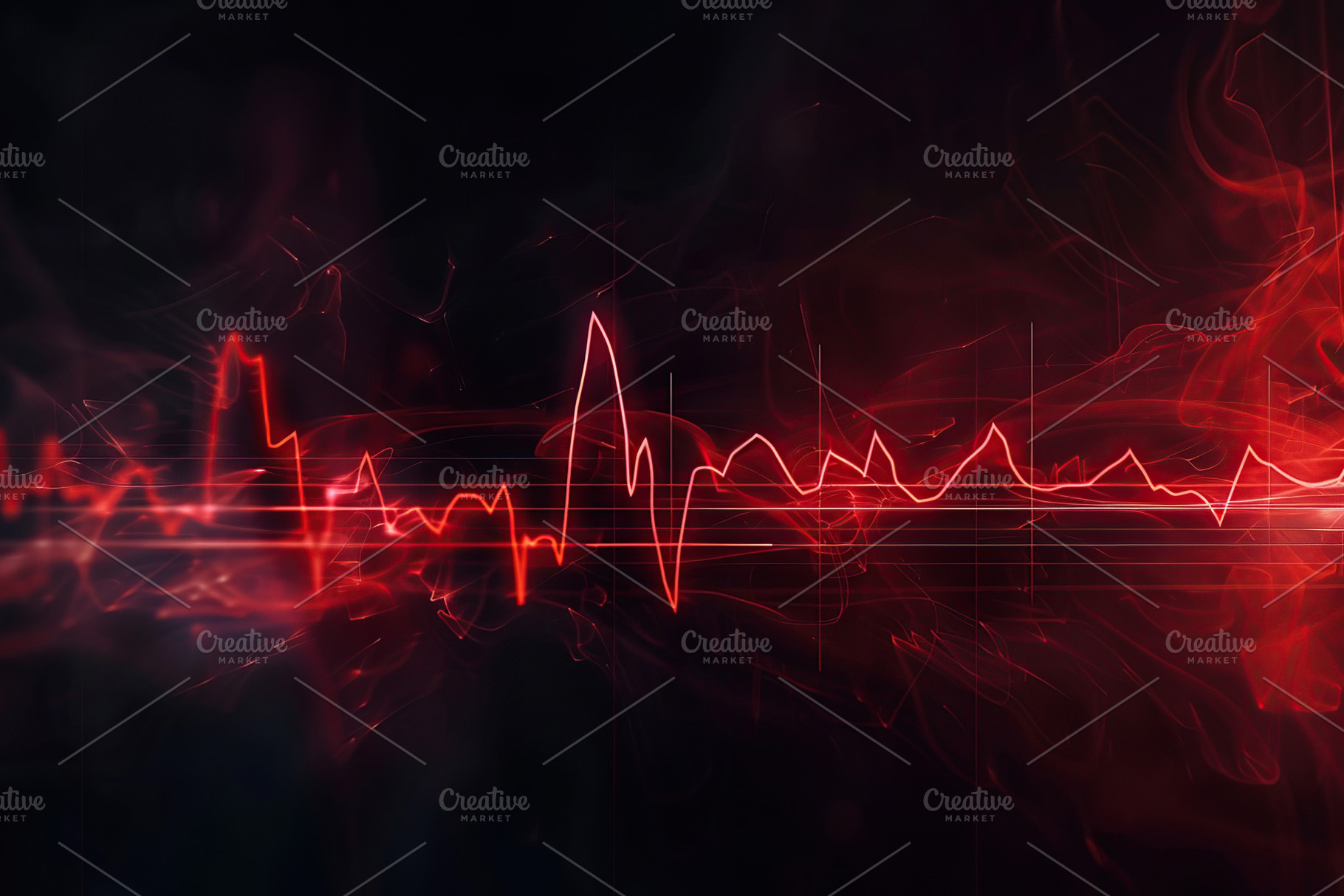 Digital cardiac pulse of human heart on dark background, a Photo by AlyaAnd