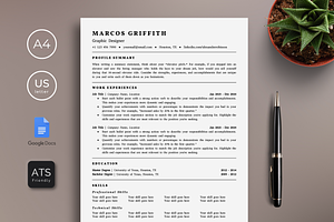 ATS Resume Template Google Docs, a Resume Template by bonadigitals