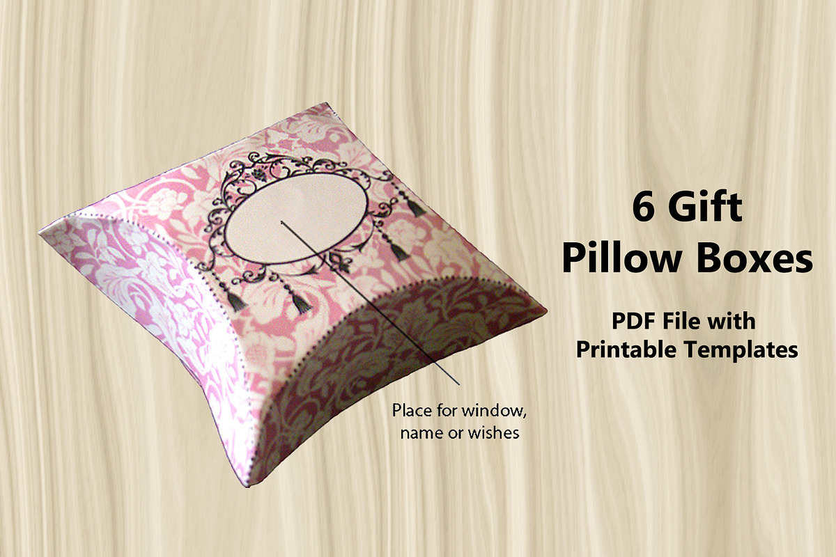 6 Gift Pillow Boxes - PDF Patterns, a Print Template by Kseniya-Omega (Photo 1 of 4)