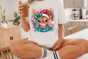 Pink Bubblegum Reindeer Christmas, a Seasonal Illustration by Canvas Craft (Thumbnail 2 of 6)