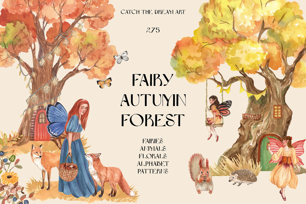 Fairy Autumn Forest Animals & Floral, an Animal Illustration by Catch the Dream Art (Photo 1 of 20)