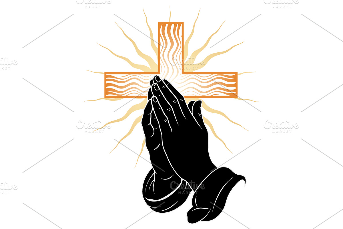 Praying Hands Cross T-Shirt Vector, a Person Illustration by Ghagra (Photo 3 of 4)