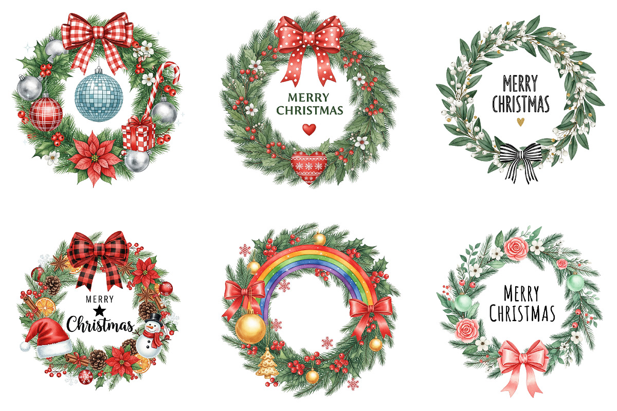Christmas Wreath PNG  Bundle, an Illustration by DreamArtGraphic (Photo 4 of 5)