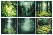 Watercolor Emerald Forest Digital Pa, a Texture Illustration by RobertsArt (Thumbnail 2 of 6)