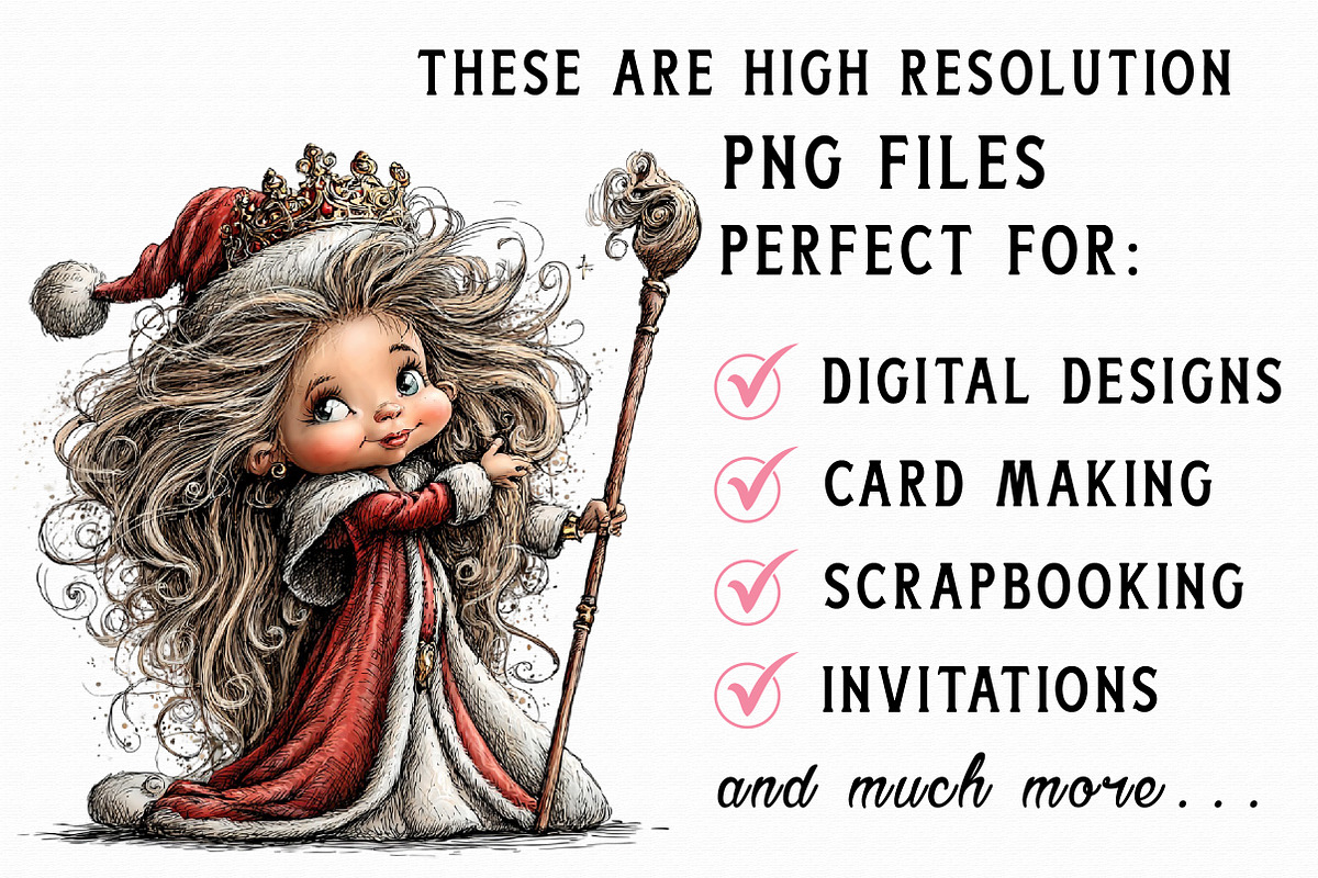 Whimsical Christmas girl Clipart, an Illustration by Libby Wishes (Photo 4 of 7)