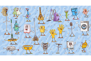 Cartoon housekeeping characters, an Object Illustration by Vector Tradition